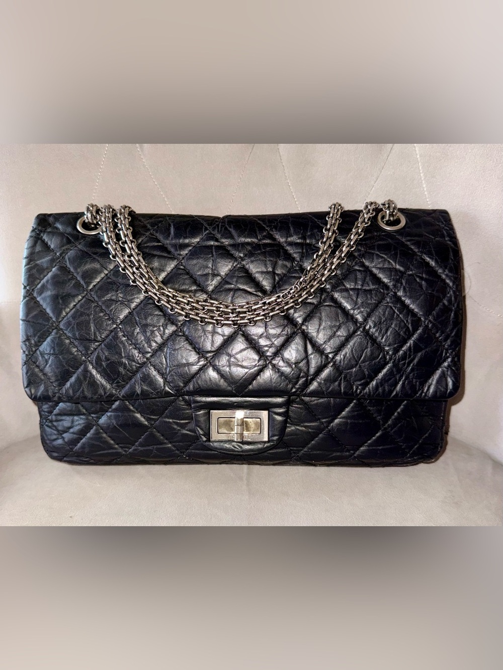 CHANEL 2.55 Reissue 227 Double Flap Black Aged Calfskin (2012)